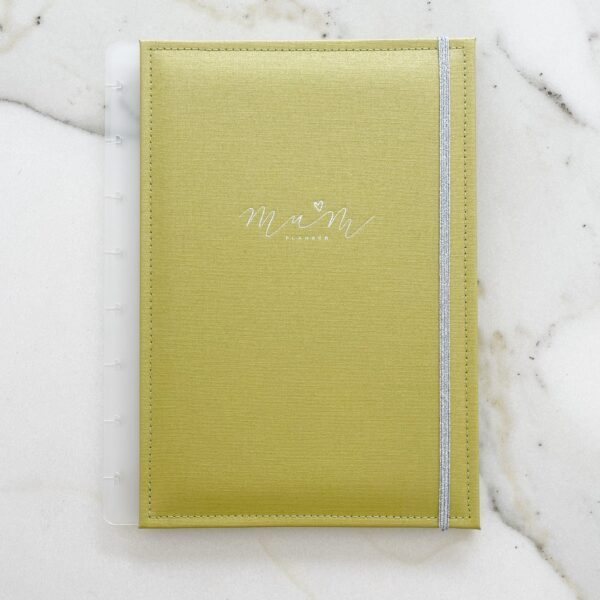 Mumplanner set losse kaften – Matcha green met logo zilver